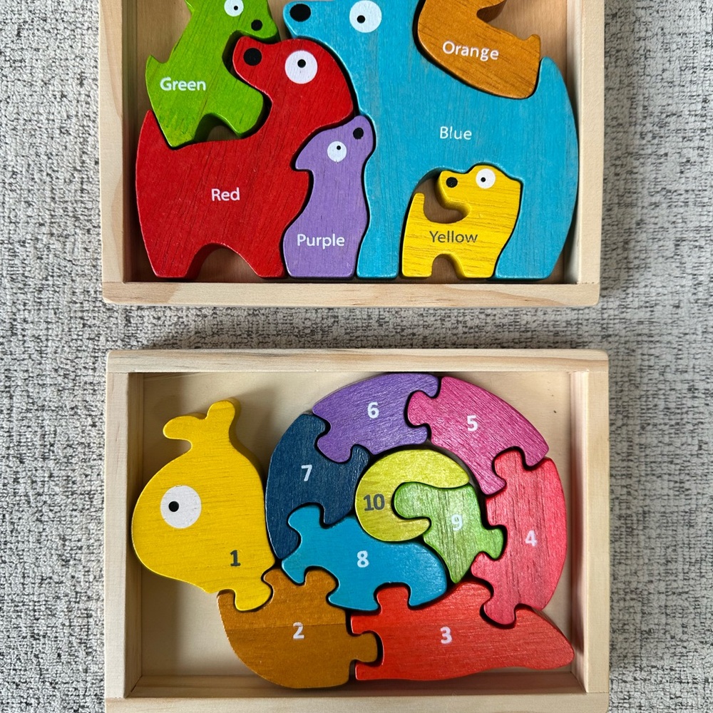 Colorful Wooden Animal Puzzle Set for Kids - Multi-Color